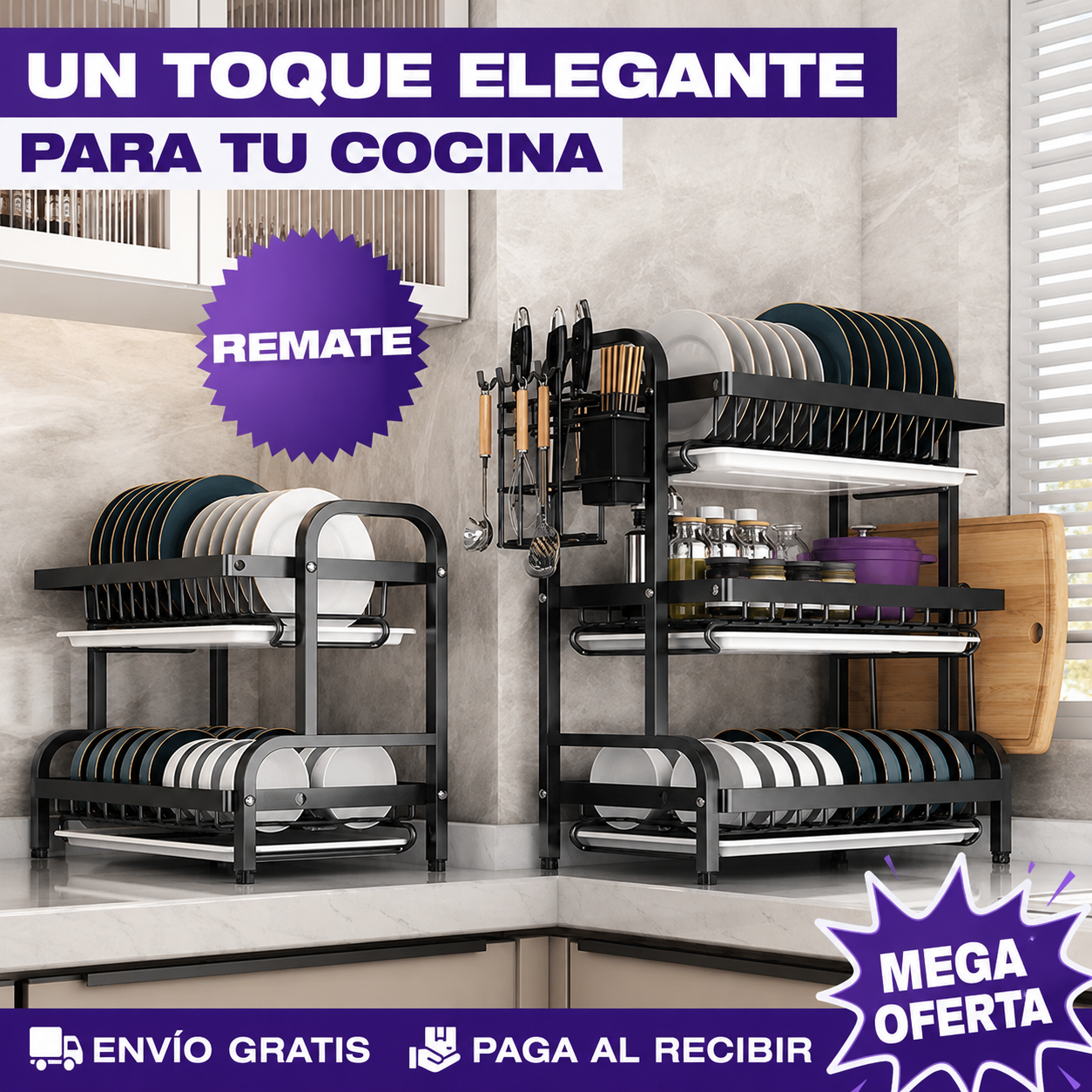 [PROMO] ESTANTE ESCURRIDOR DE COCINA 3 NIVELES
